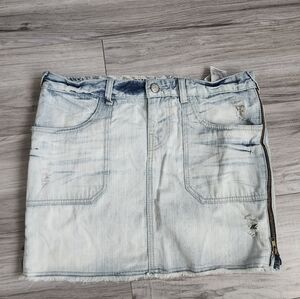 Guess Jeans Zip Side Distressed Denim Skirt